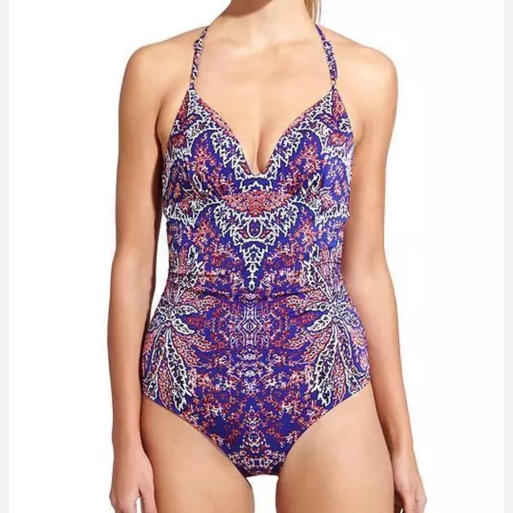 Athleta Aqualuxe Print Molded One Piece Paradise Print